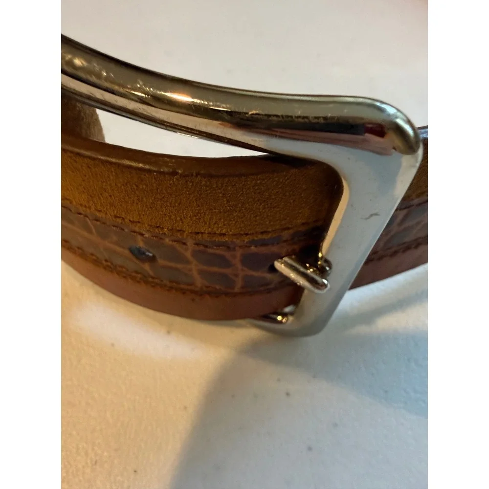 Alfani Mens Brown Genuine Leather Belt Croc Embossed Suede Extra Large 0235AL